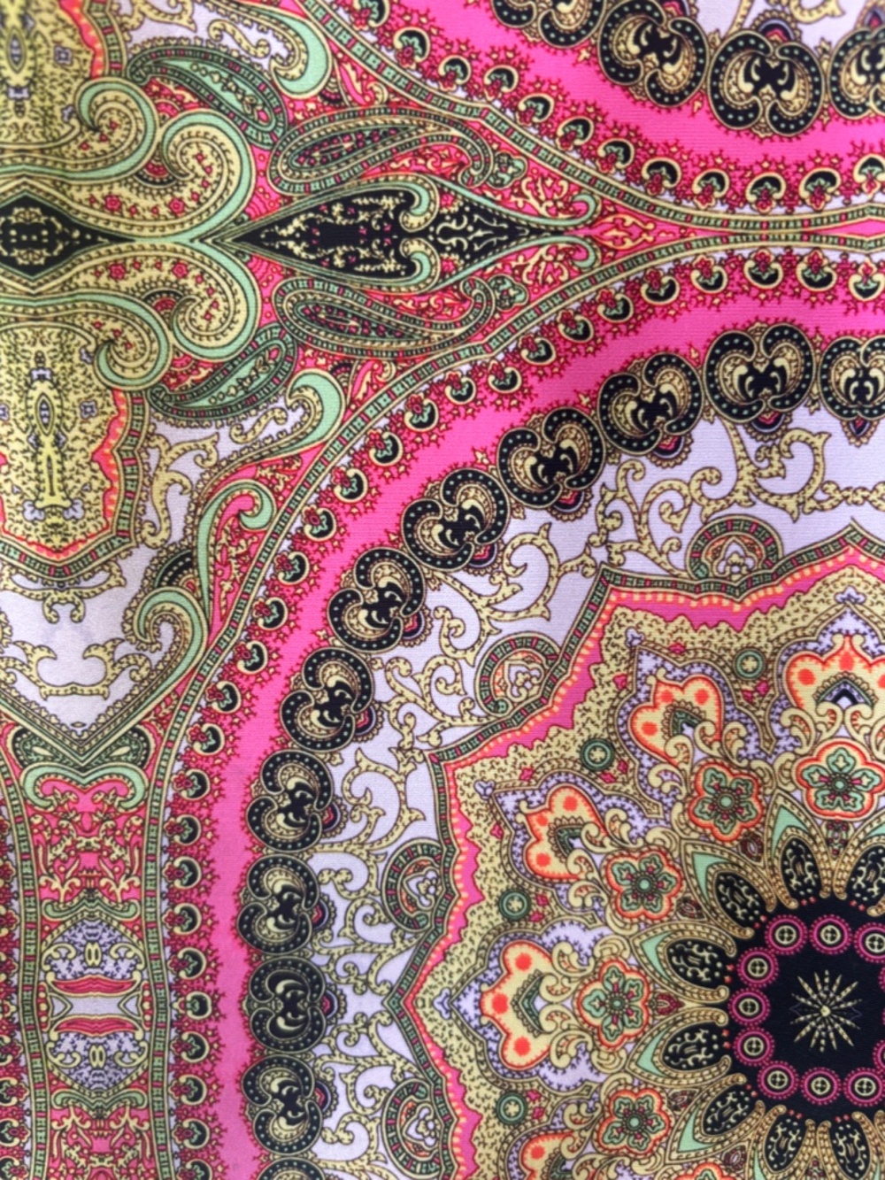 Cynthia Rowley Bonded Baroque Pink and Green Print Flare Pants Size 2 - Picture 5 of 7